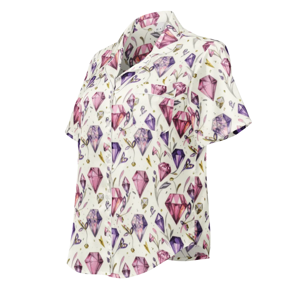 Gem Garden on Women's Short Sleeve Pajama Top — Left Front