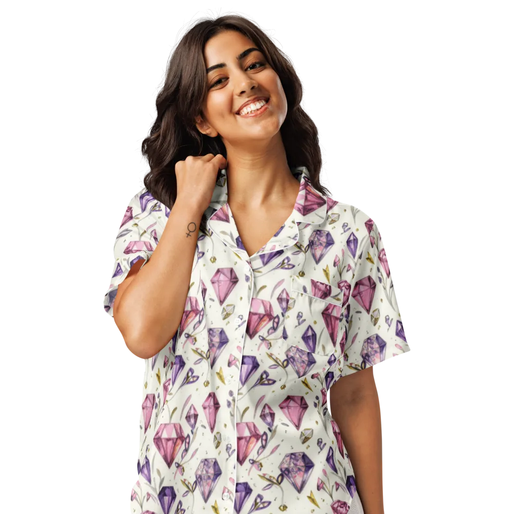 Gem Garden on Women's Short Sleeve Pajama Top — Front