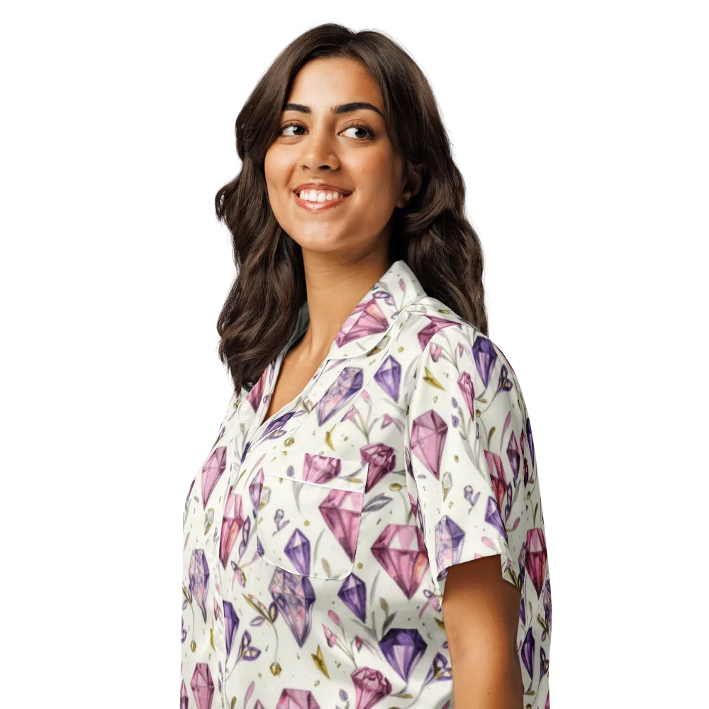 Gem Garden on Women's Short Sleeve Pajama Top — Left Front