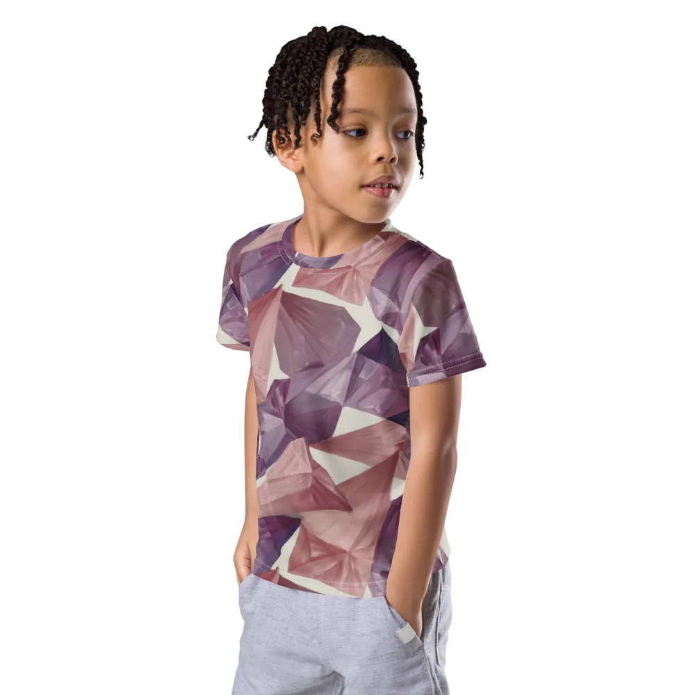 Amethyst Fold on Kids Crew Neck T-Shirt — Left Front