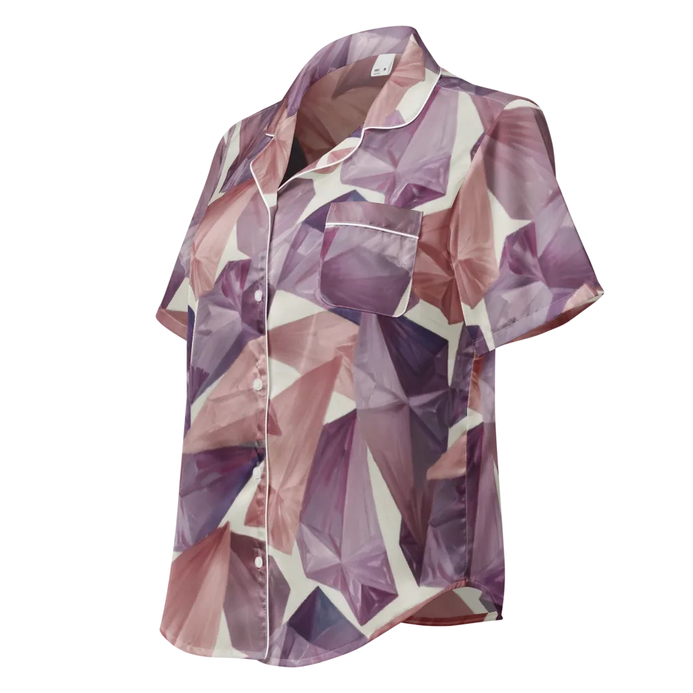 Amethyst Fold on Women's Short Sleeve Pajama Top — Left Front
