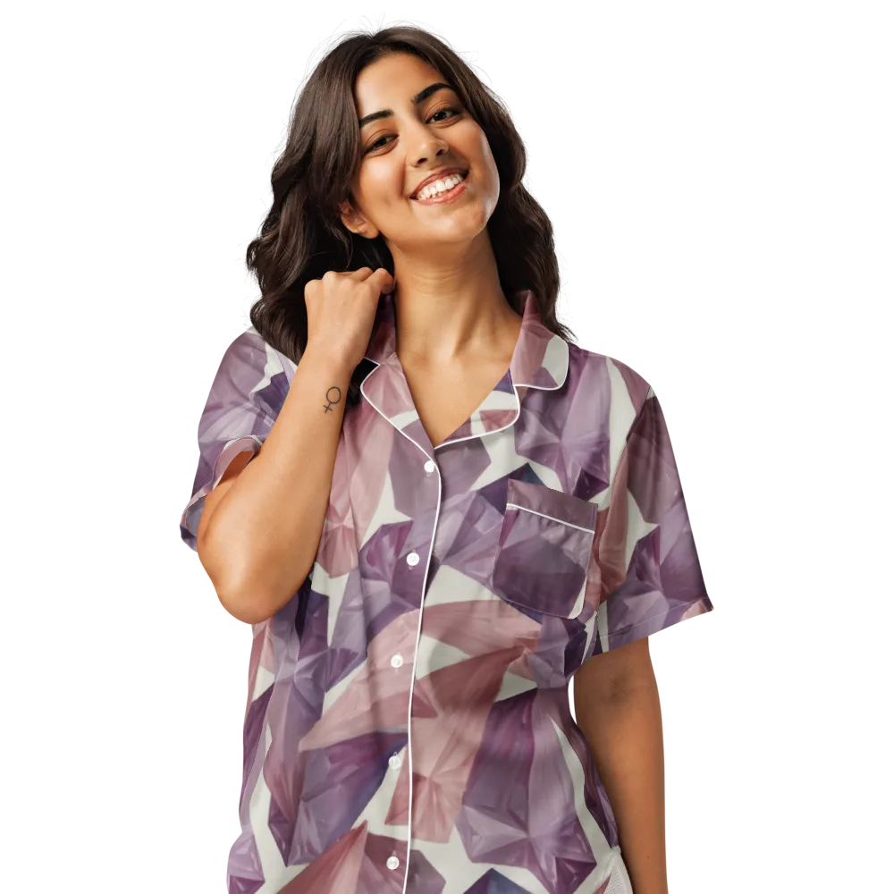 Amethyst Fold on Women's Short Sleeve Pajama Top — Front