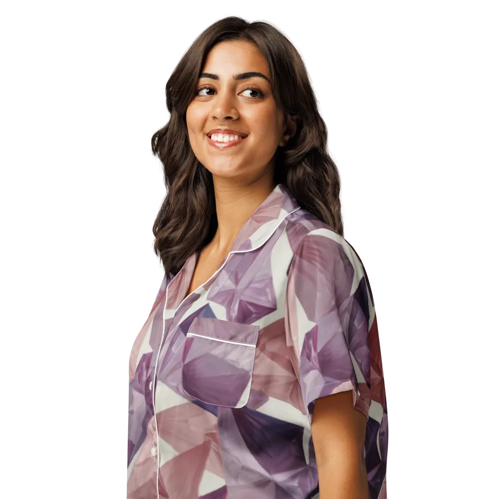Amethyst Fold on Women's Short Sleeve Pajama Top — Left Front
