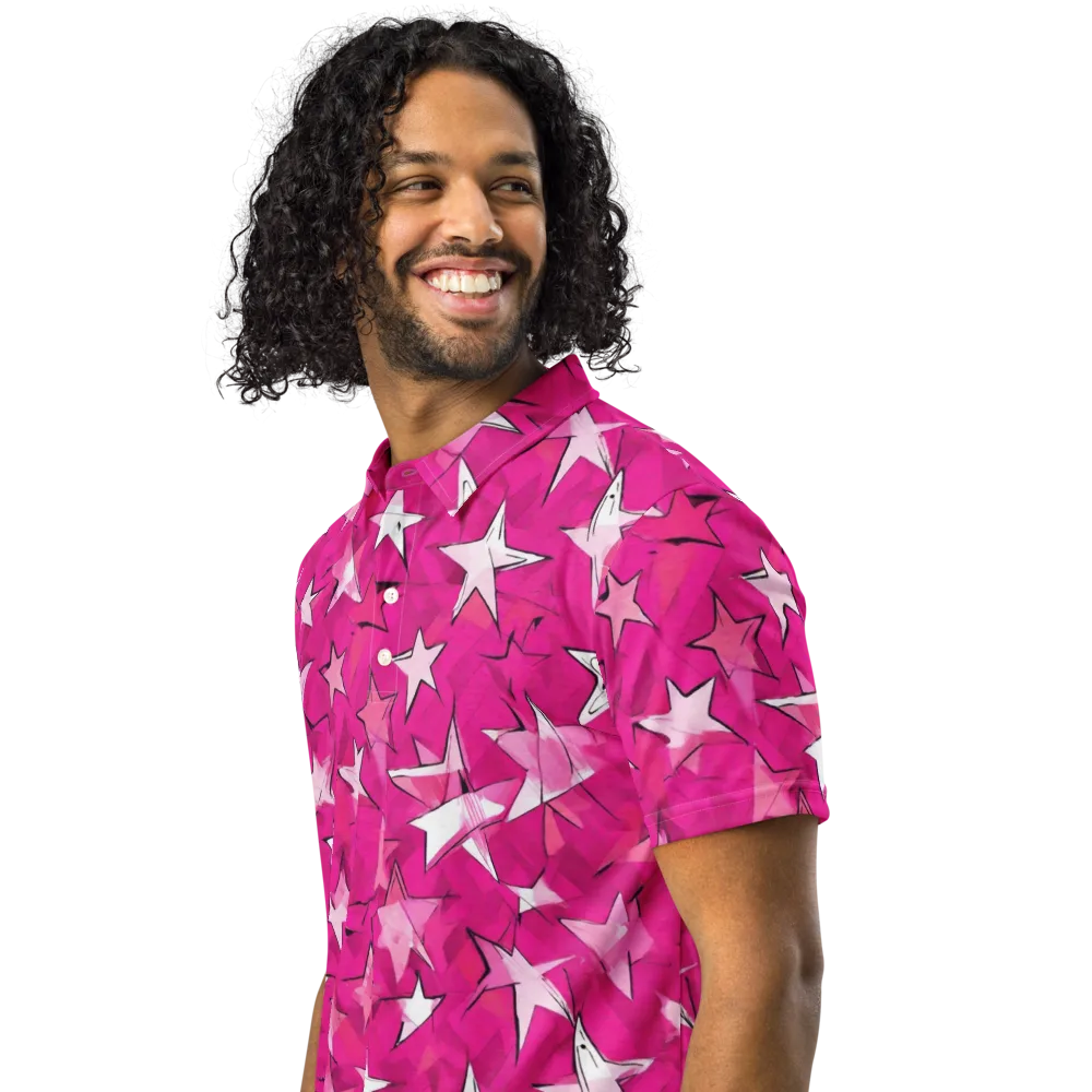 Cosmic Crush on Men's Slim Fit Polo Shirt — Left Front