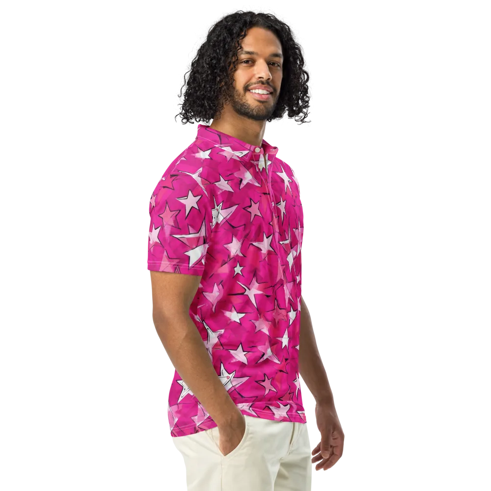 Cosmic Crush on Men's Slim Fit Polo Shirt — Right Front