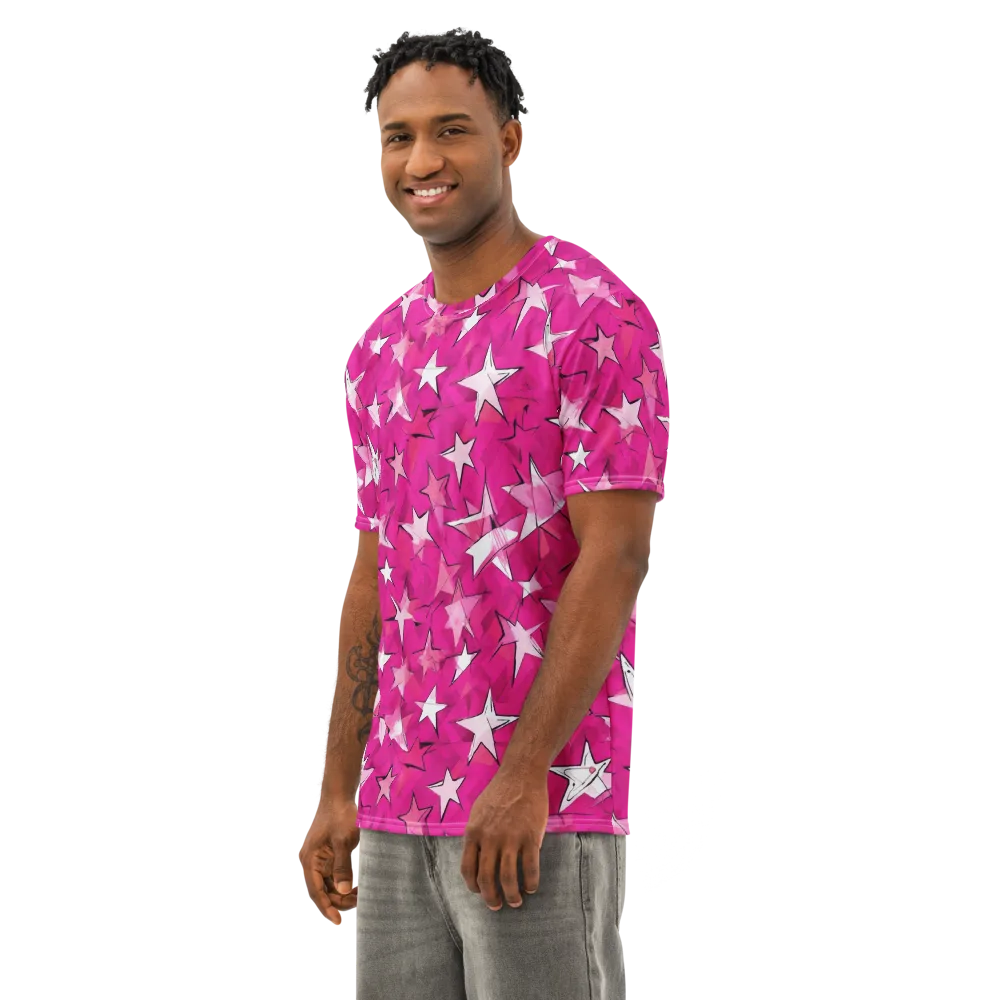 Cosmic Crush on Men's Cotton Crew Neck T-Shirt — Left Front