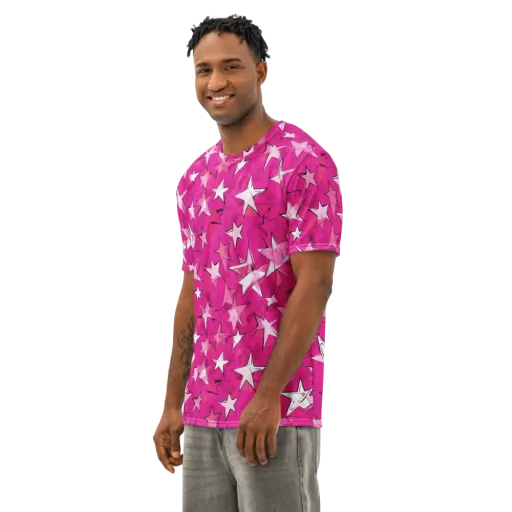 Cosmic Crush on a Men's Cotton Crew Neck T-Shirt