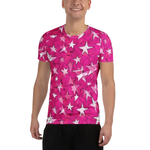 Cosmic Crush on a Men's Athletic T-Shirt