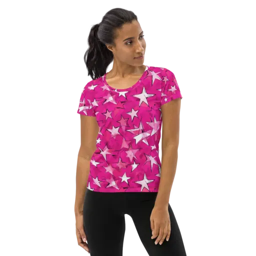 Cosmic Crush on a Women's Athletic T-Shirt