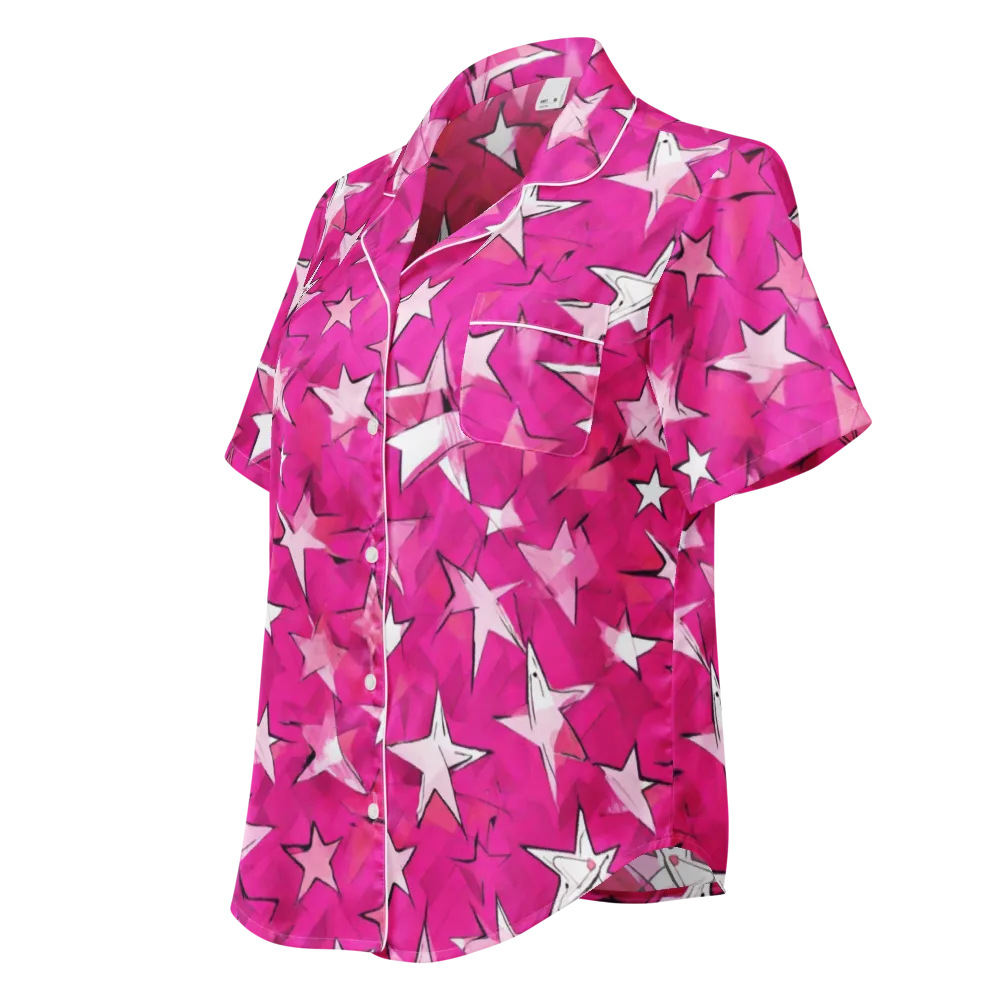Cosmic Crush on Women's Short Sleeve Pajama Top — Left Front