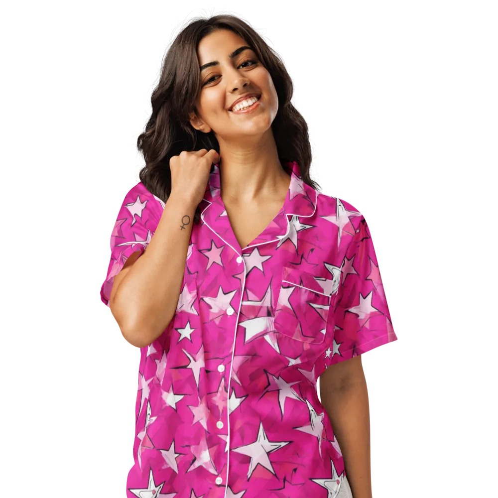 Cosmic Crush on Women's Short Sleeve Pajama Top — Front