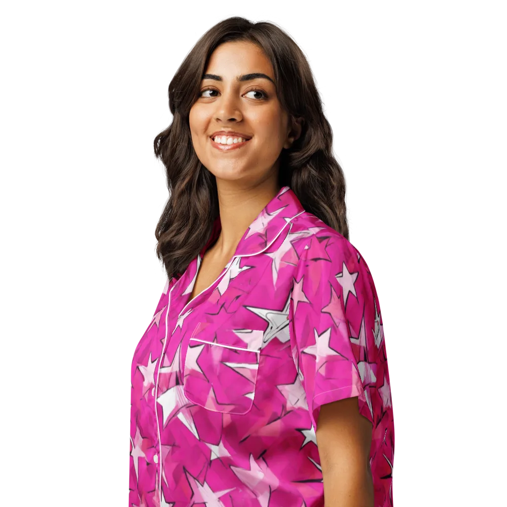 Cosmic Crush on Women's Short Sleeve Pajama Top — Left Front