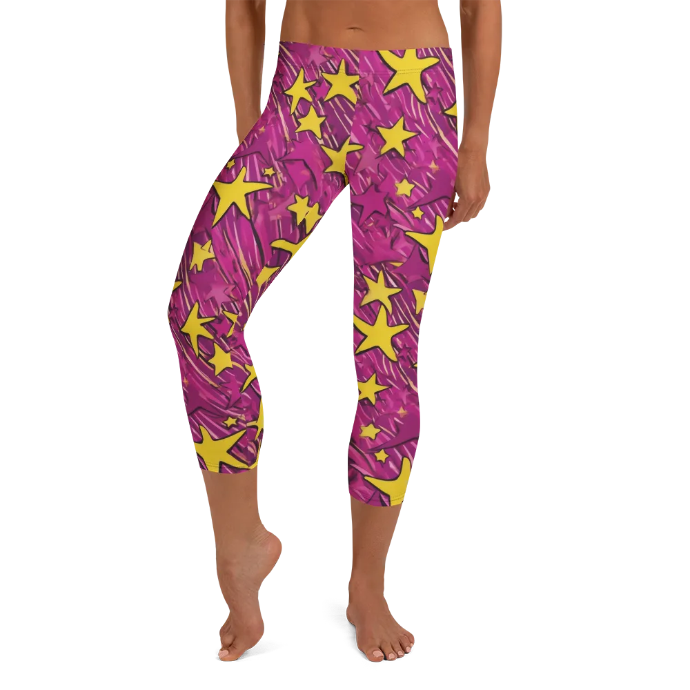 Electric Starburst on Capri Leggings — Front