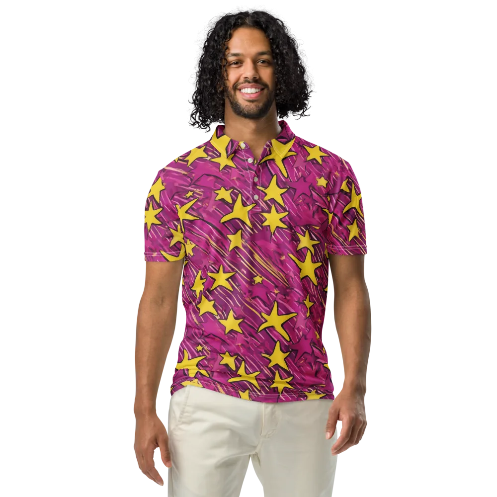 Electric Starburst on Men's Slim Fit Polo Shirt — Front