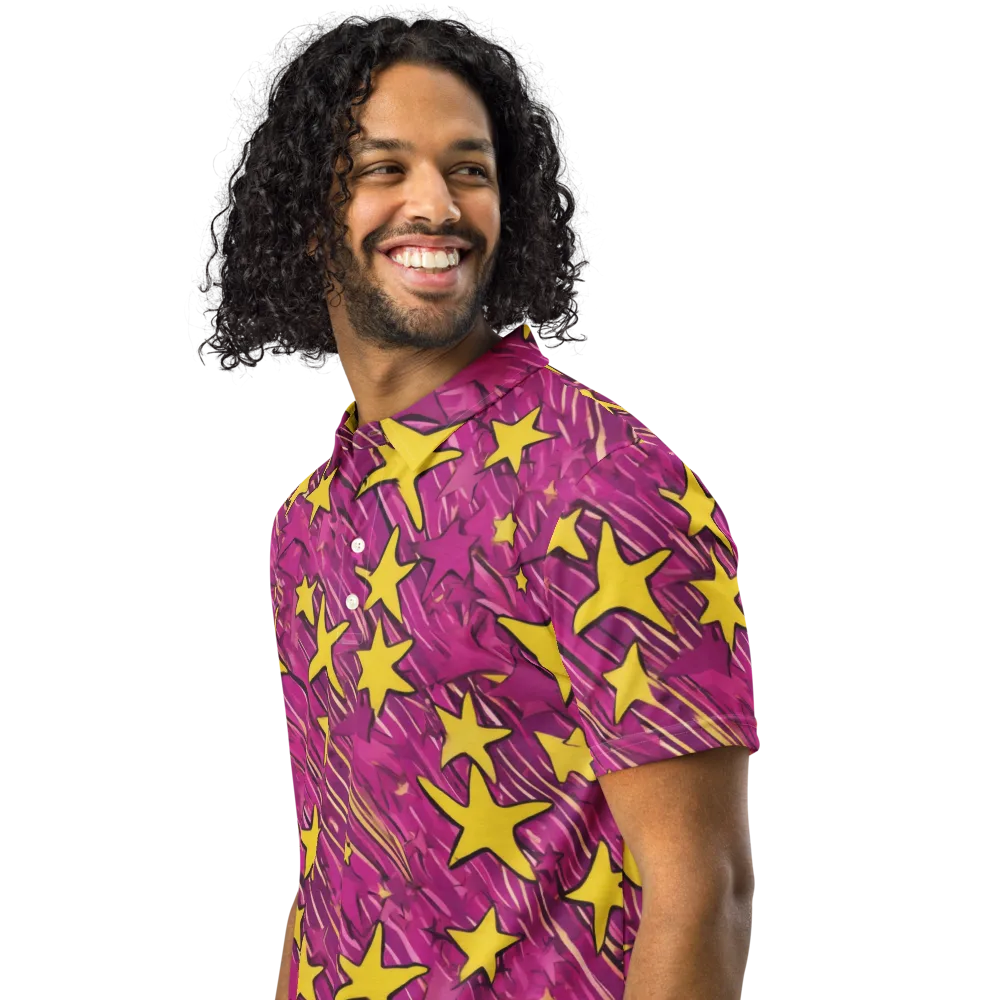 Electric Starburst on Men's Slim Fit Polo Shirt — Left Front