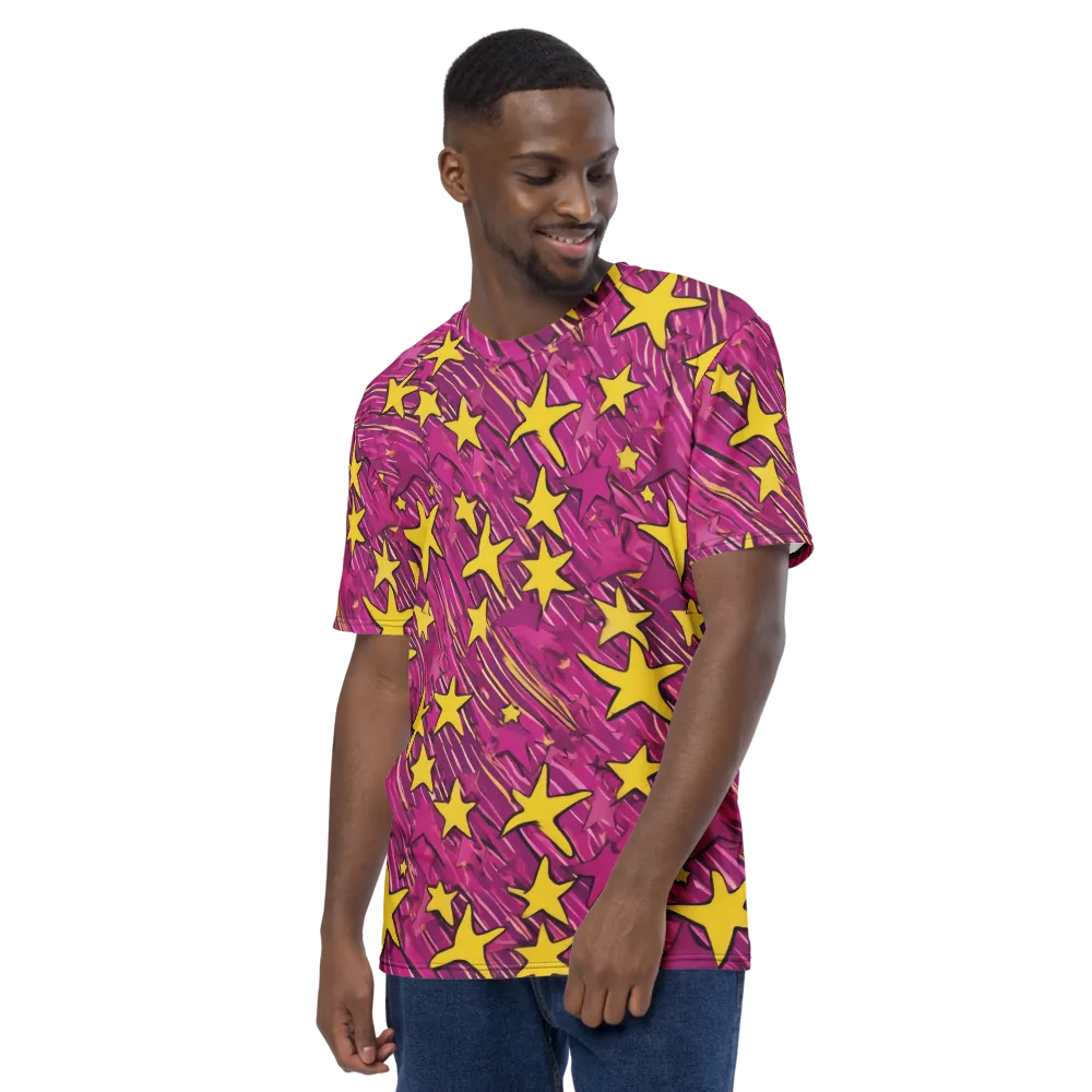 Electric Starburst on Men's Crew Neck T-Shirt — Left