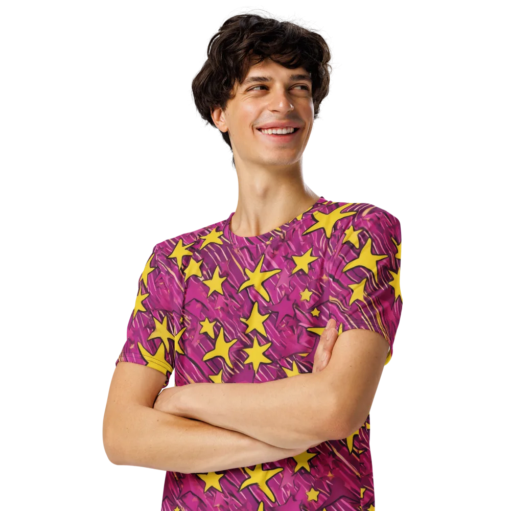 Electric Starburst on Men's Crew Neck T-Shirt — Left Front