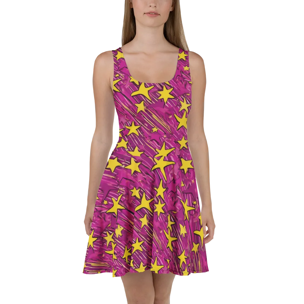 Electric Starburst on Skater Dress — Front