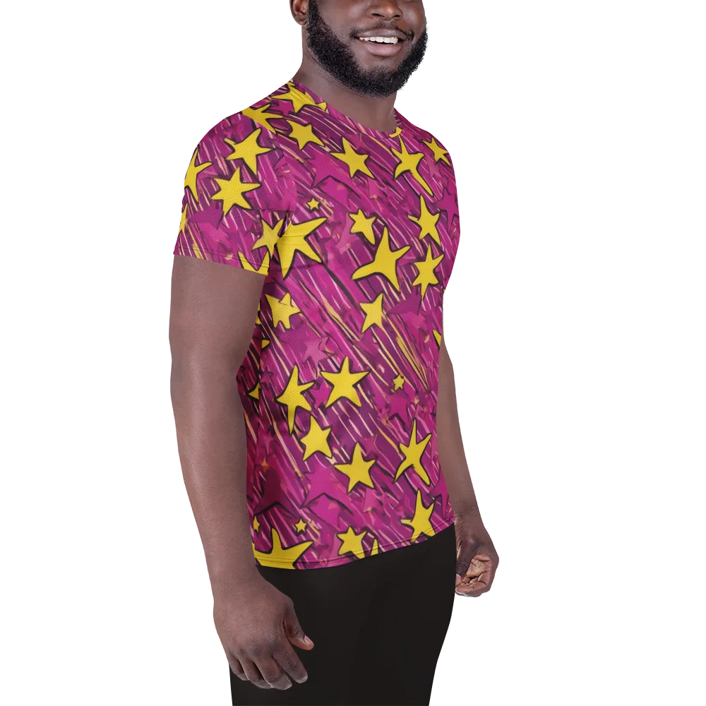Electric Starburst on Men's Athletic T-Shirt — Right