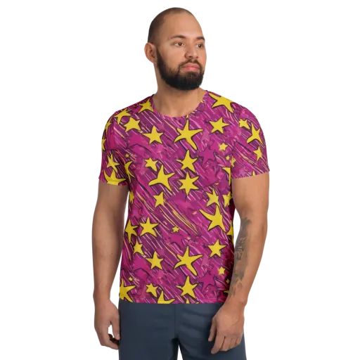 Electric Starburst on a Men's Athletic T-Shirt
