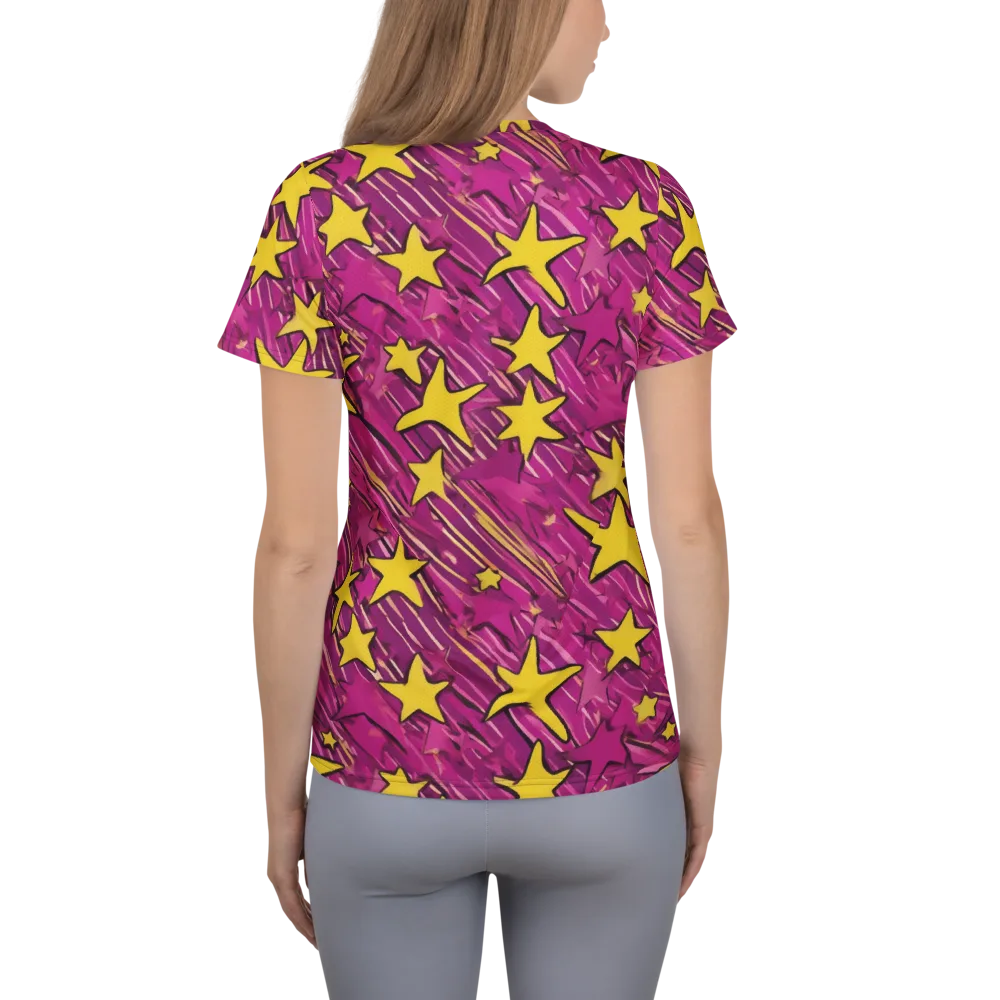 Electric Starburst on Women's Athletic T-Shirt — Back