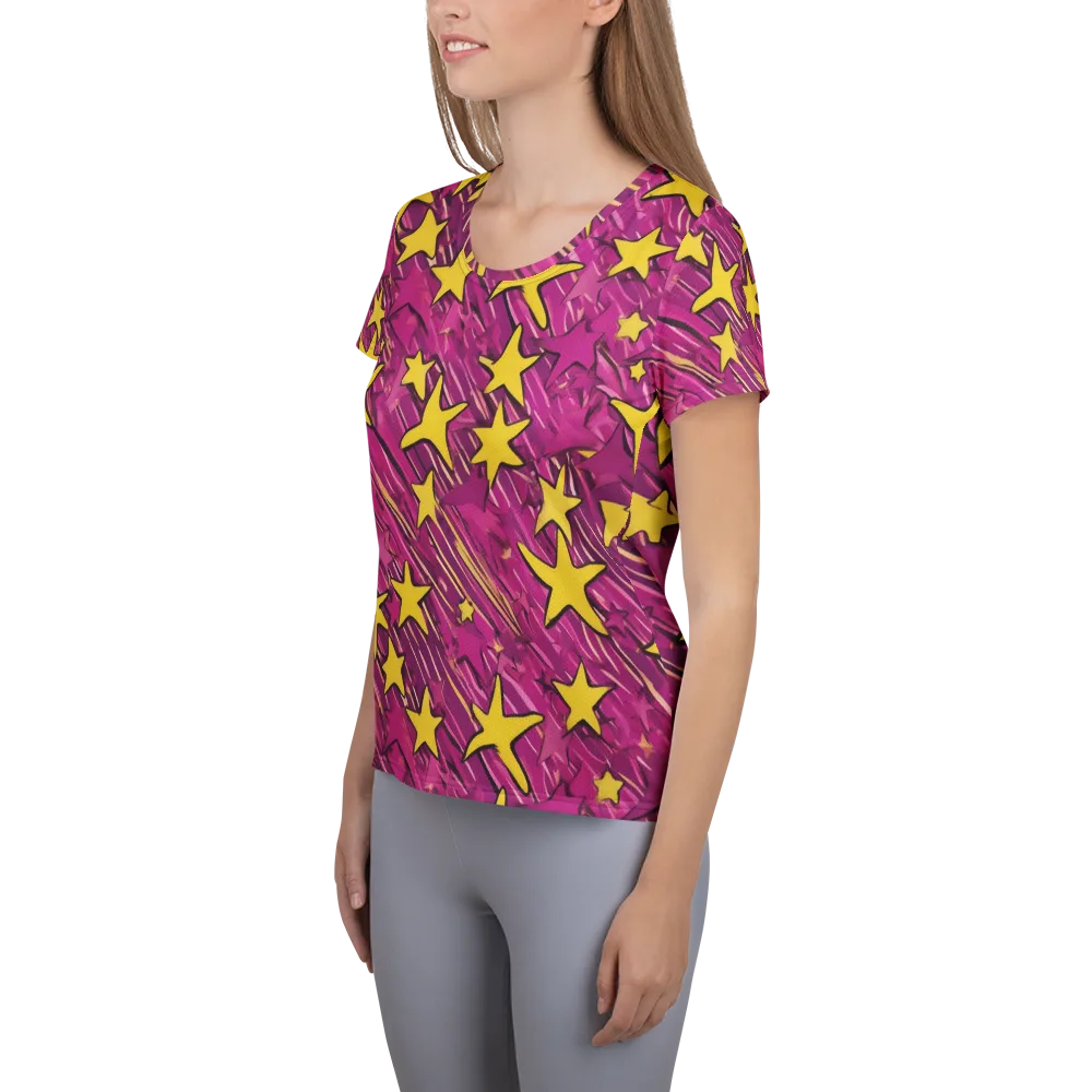 Electric Starburst on Women's Athletic T-Shirt — Left