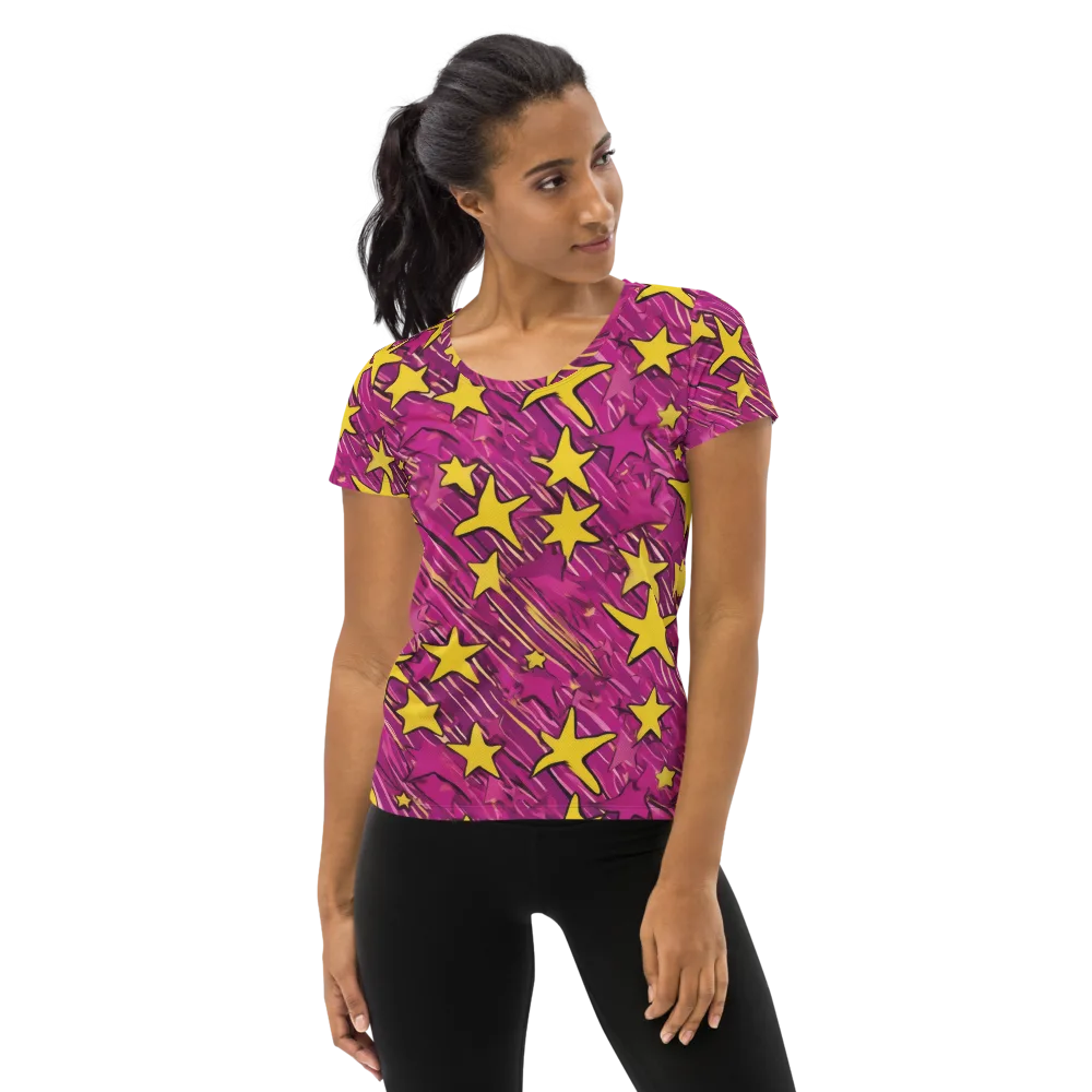 Electric Starburst on Women's Athletic T-Shirt — Front