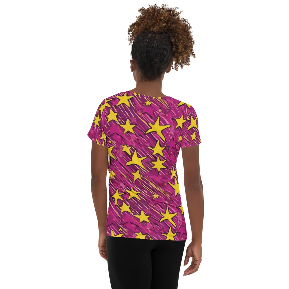Electric Starburst on Women's Athletic T-Shirt — Back