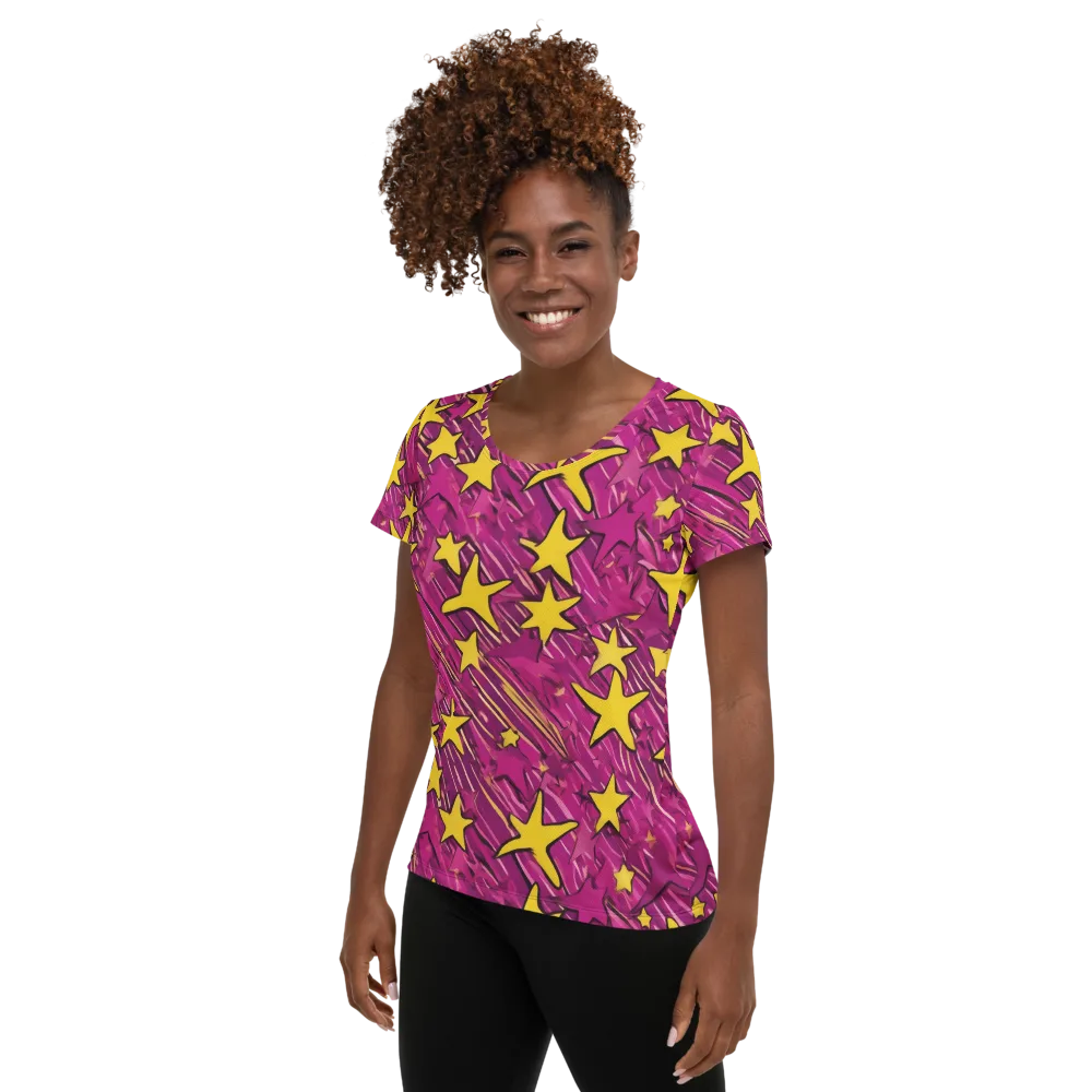 Electric Starburst on Women's Athletic T-Shirt — Left