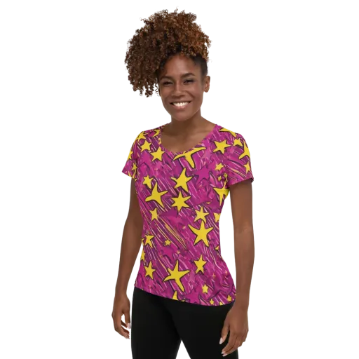 Electric Starburst on a Women's Athletic T-Shirt