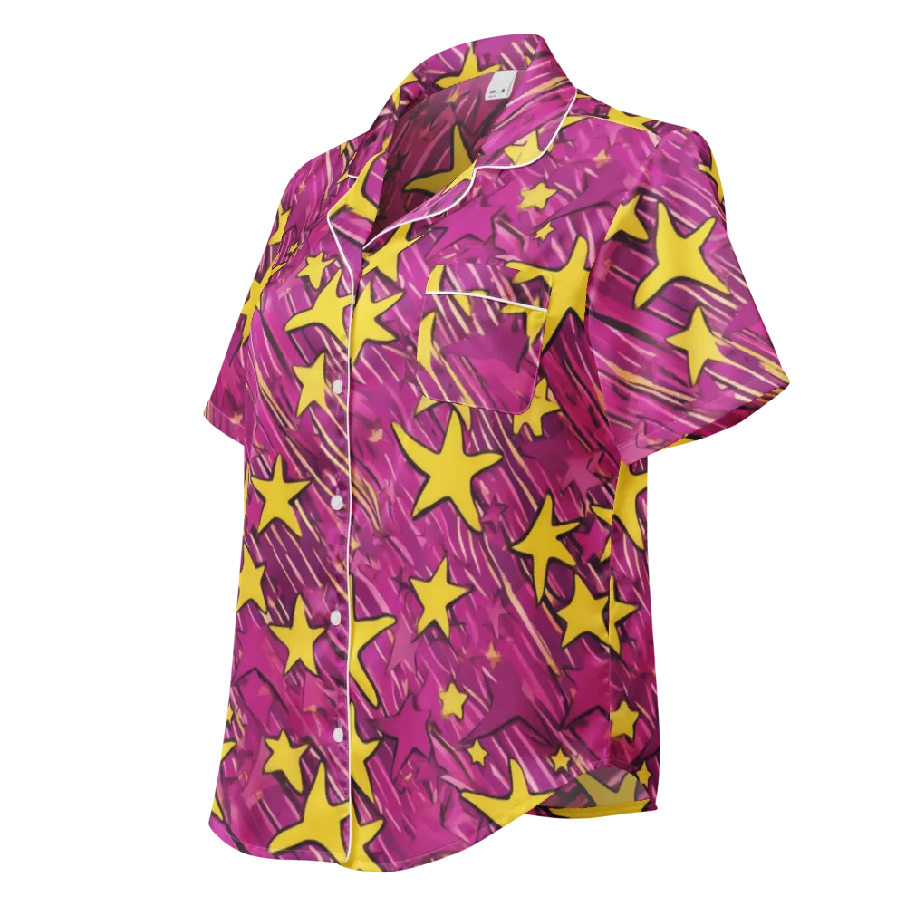 Electric Starburst on Women's Short Sleeve Pajama Top — Left Front