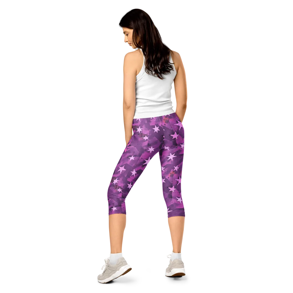 Cosmic Grape on Capri Leggings — Back