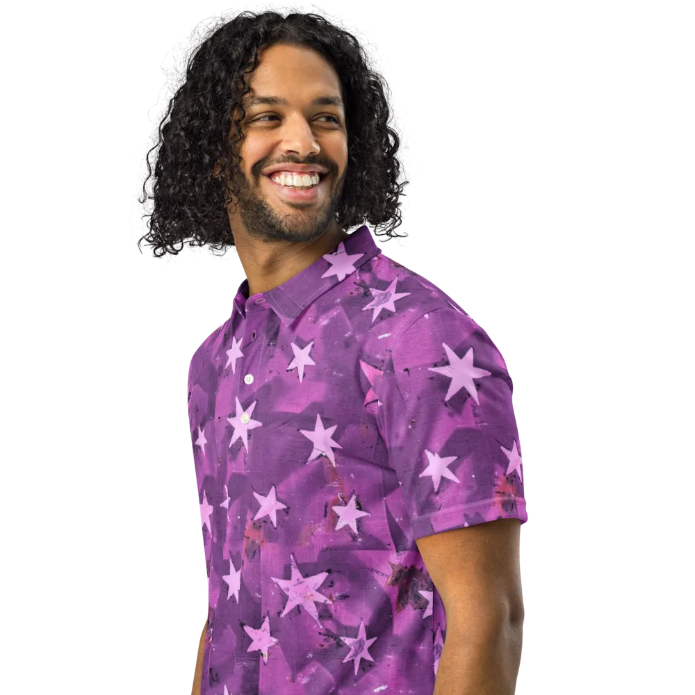 Cosmic Grape on Men's Slim Fit Polo Shirt — Left Front