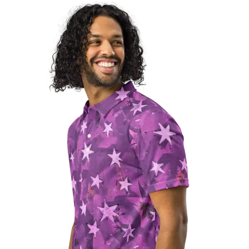 Cosmic Grape on a Men's Slim Fit Polo Shirt