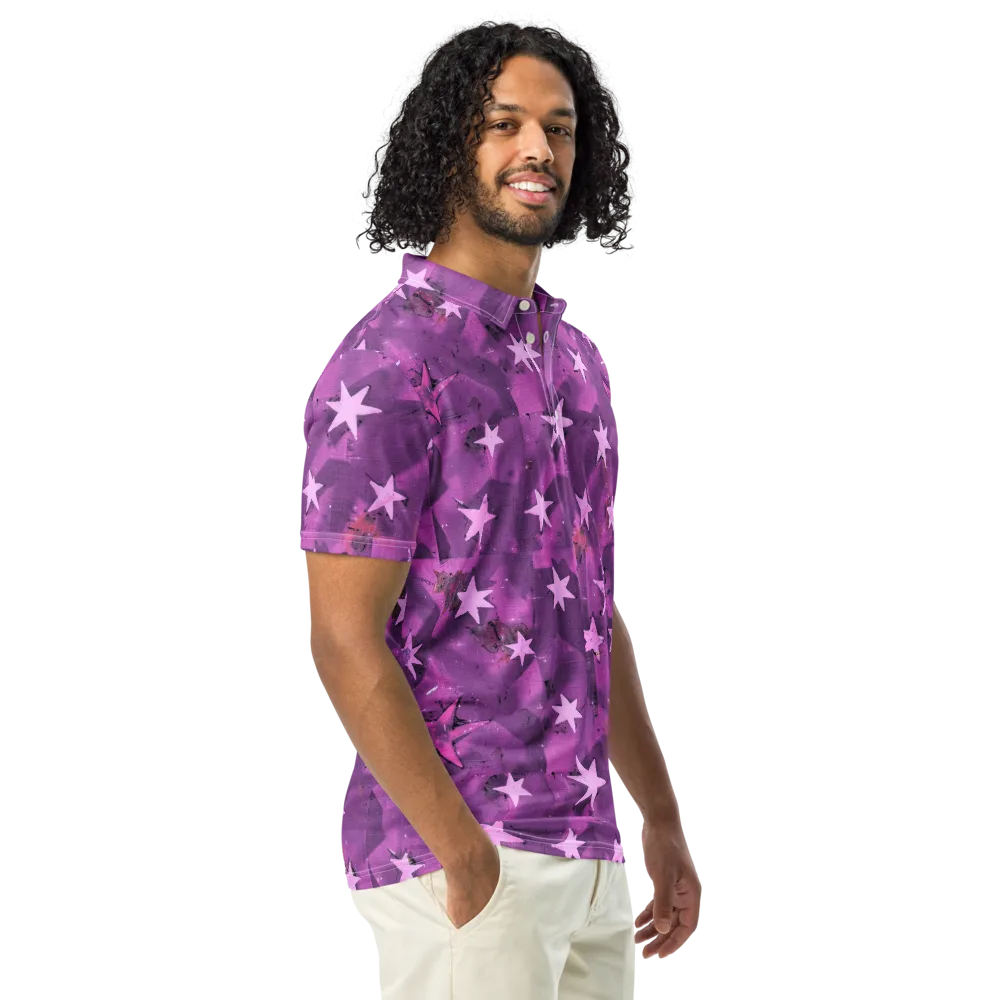 Cosmic Grape on Men's Slim Fit Polo Shirt — Right Front