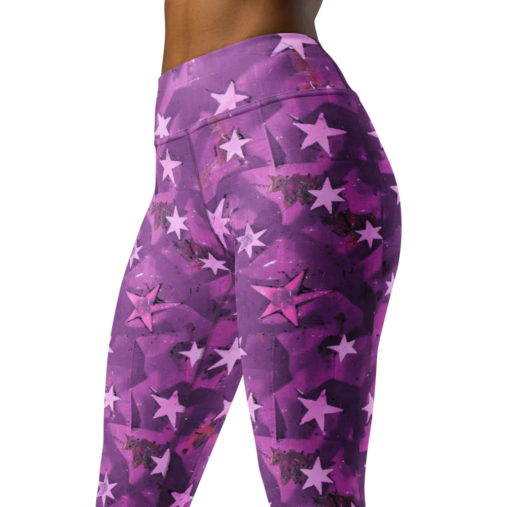 Cosmic Grape on Yoga Leggings — Left Front