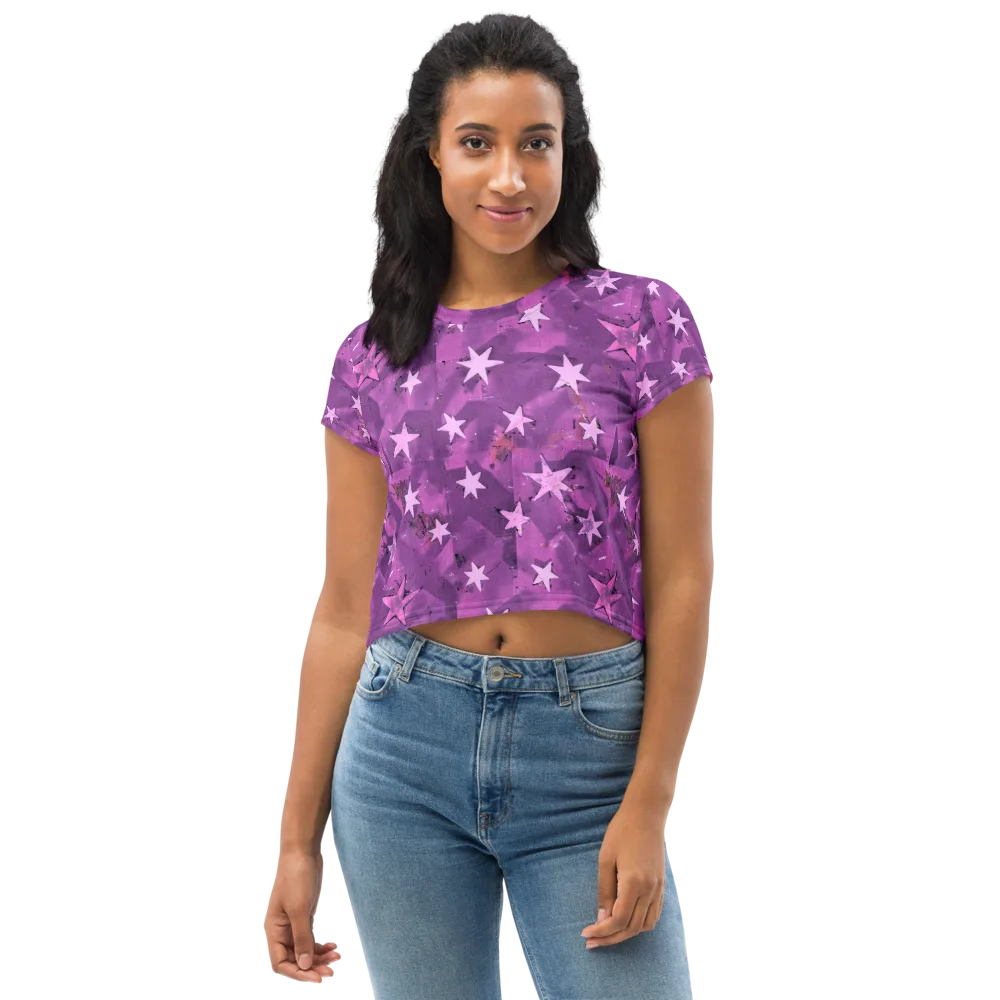 Cosmic Grape on Crop Tee — Front