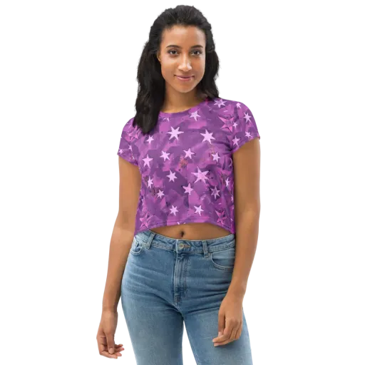 Cosmic Grape on a Crop Tee