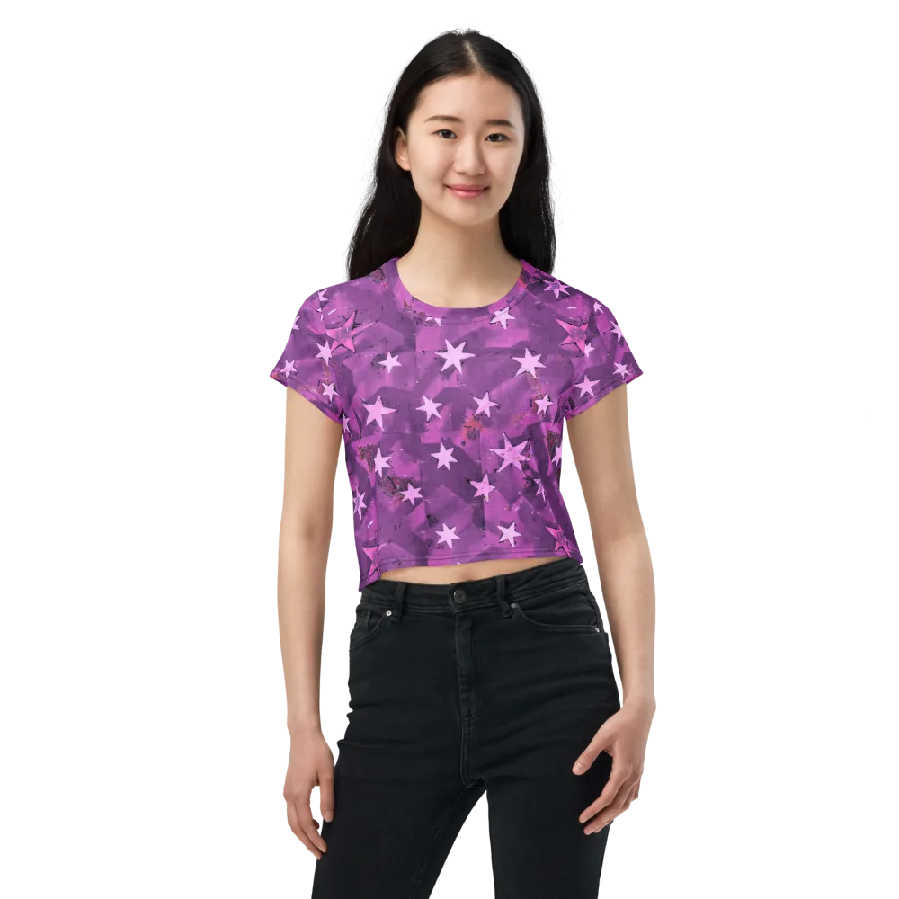 Cosmic Grape on Crop Tee — Front