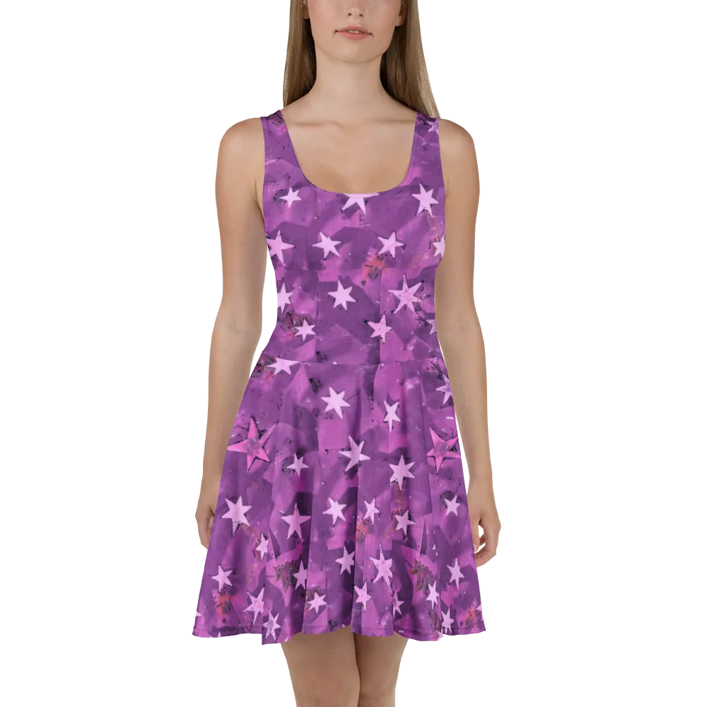 Cosmic Grape on Skater Dress — Front