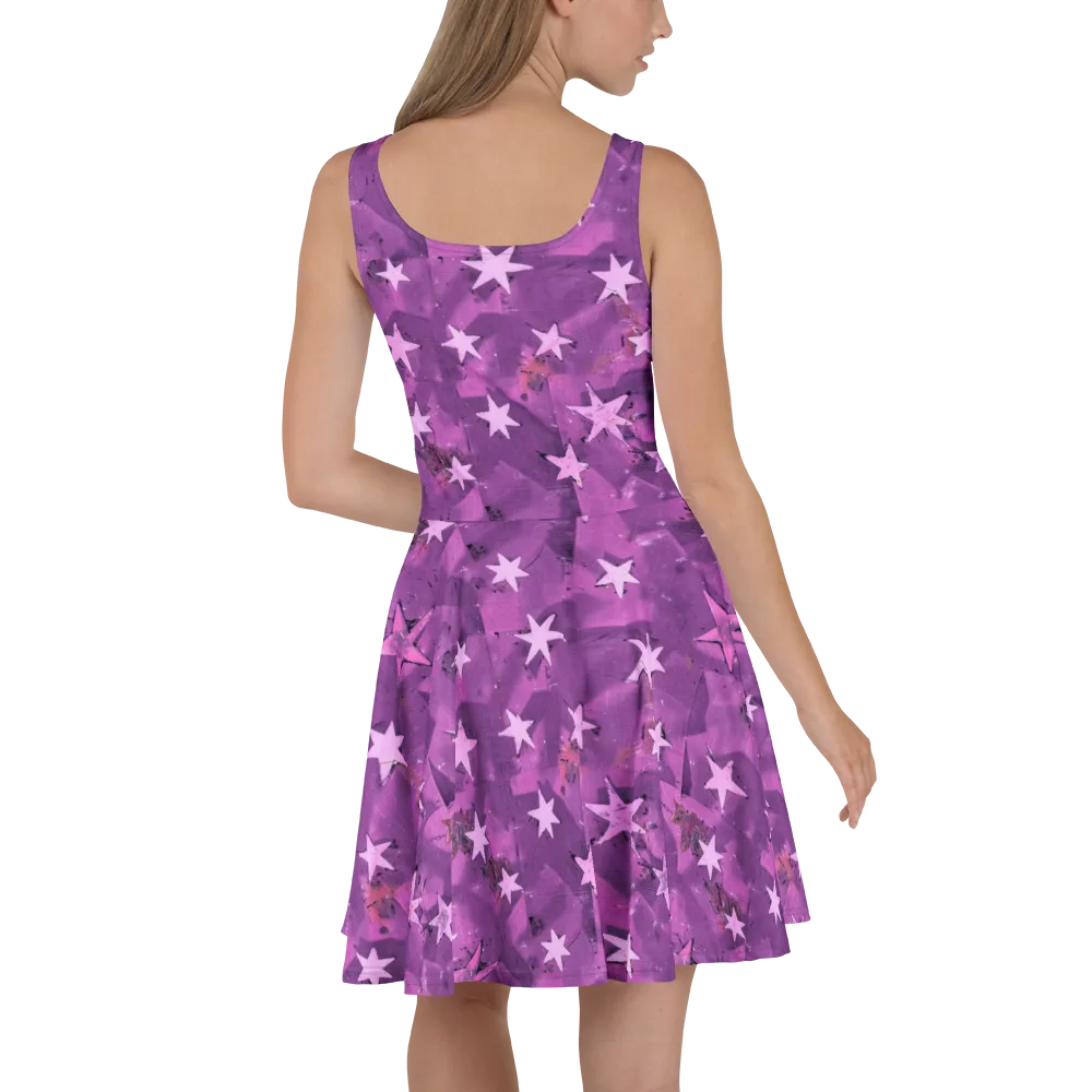 Cosmic Grape on Skater Dress — Back