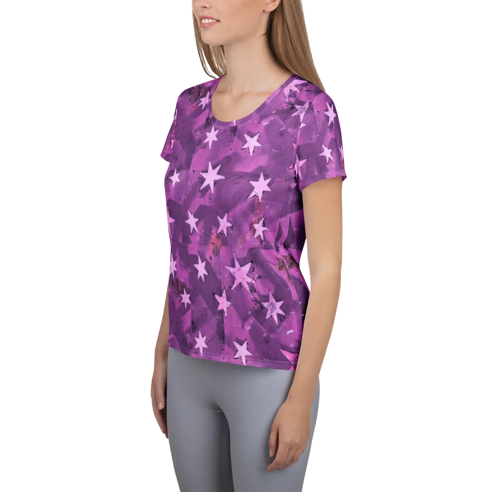 Cosmic Grape on Women's Athletic T-Shirt — Left