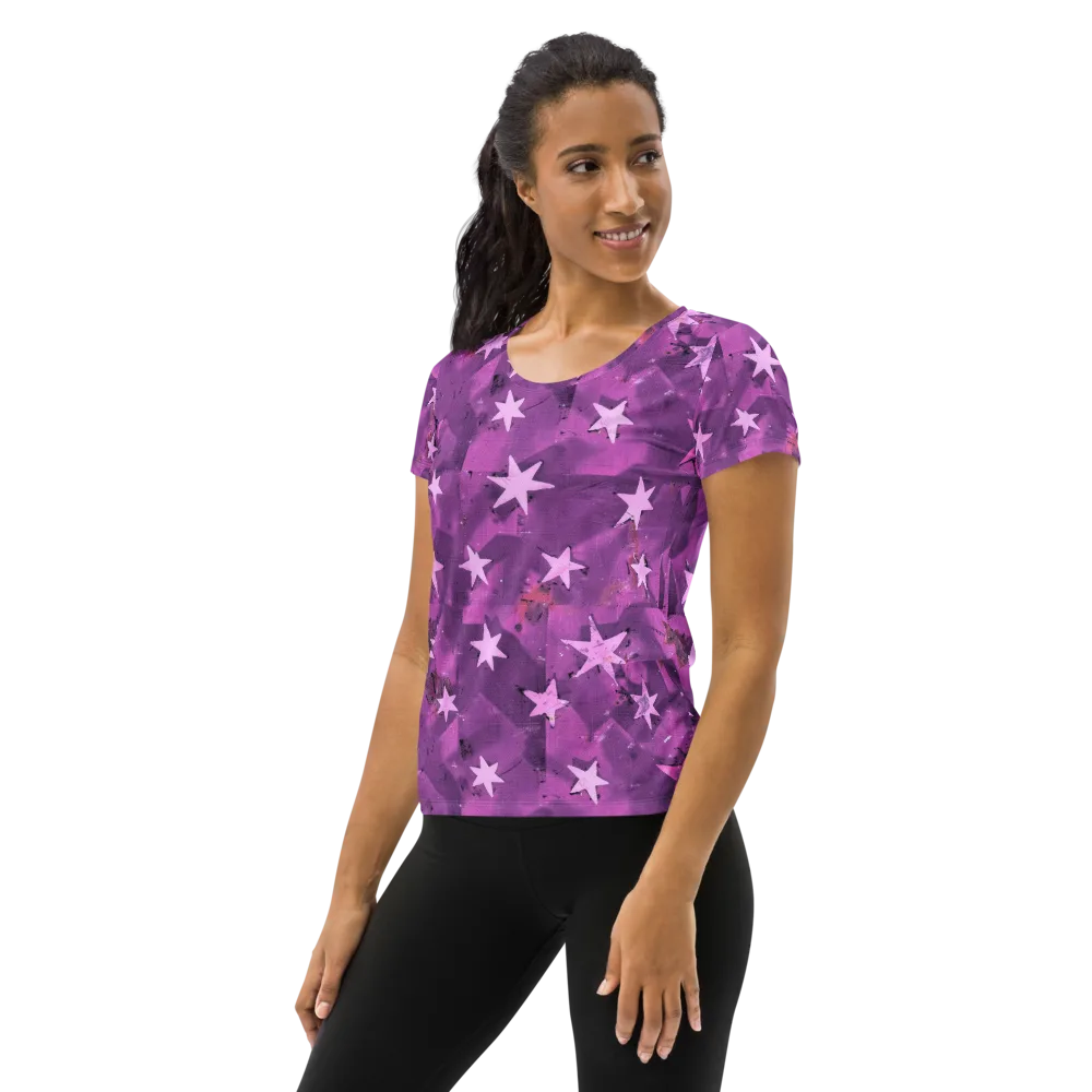 Cosmic Grape on Women's Athletic T-Shirt — Left