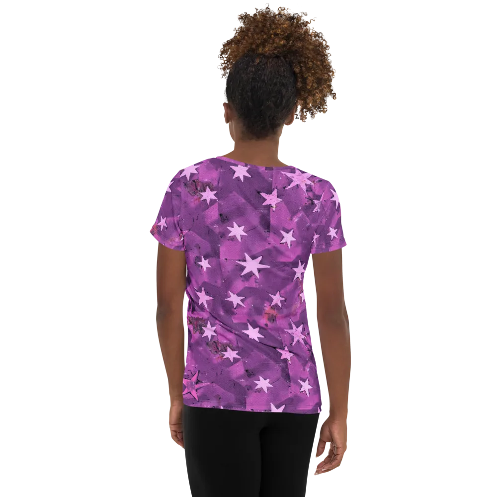 Cosmic Grape on Women's Athletic T-Shirt — Back