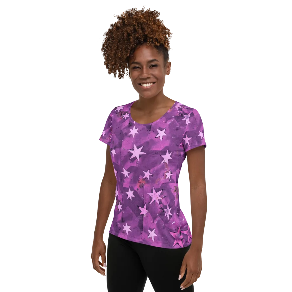 Cosmic Grape on Women's Athletic T-Shirt — Left