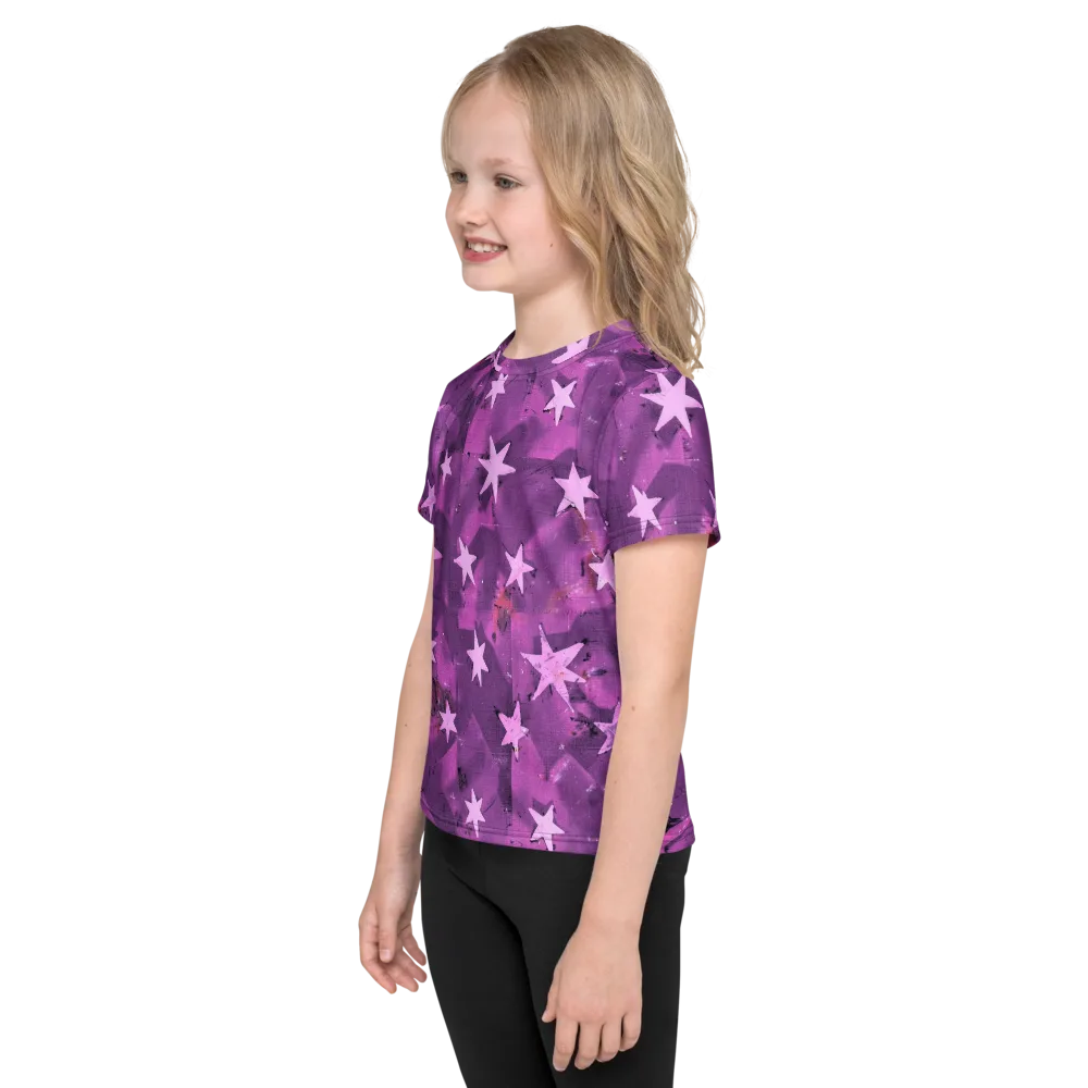 Cosmic Grape on Kids Crew Neck T-Shirt — Left
