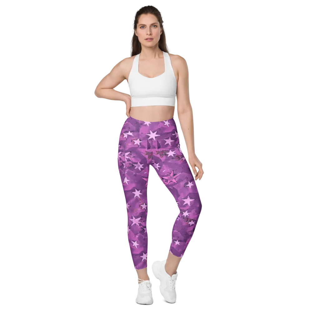 Cosmic Grape on Leggings with Pockets — Front