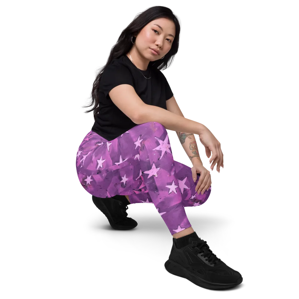 Cosmic Grape on Leggings with Pockets — Right Front