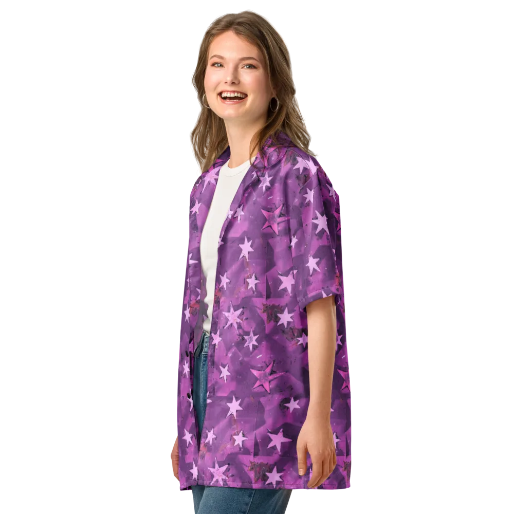 Cosmic Grape on Button Shirt — Left Front