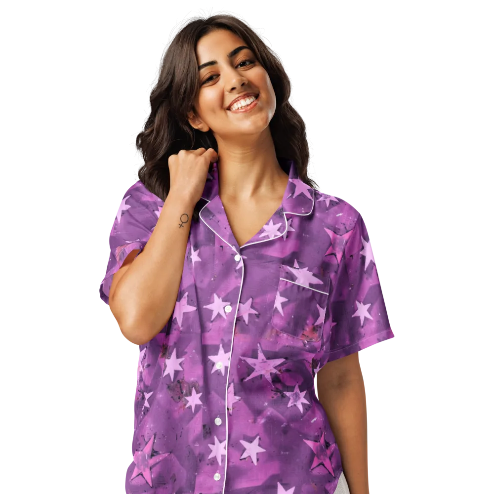Cosmic Grape on Women's Short Sleeve Pajama Top — Front
